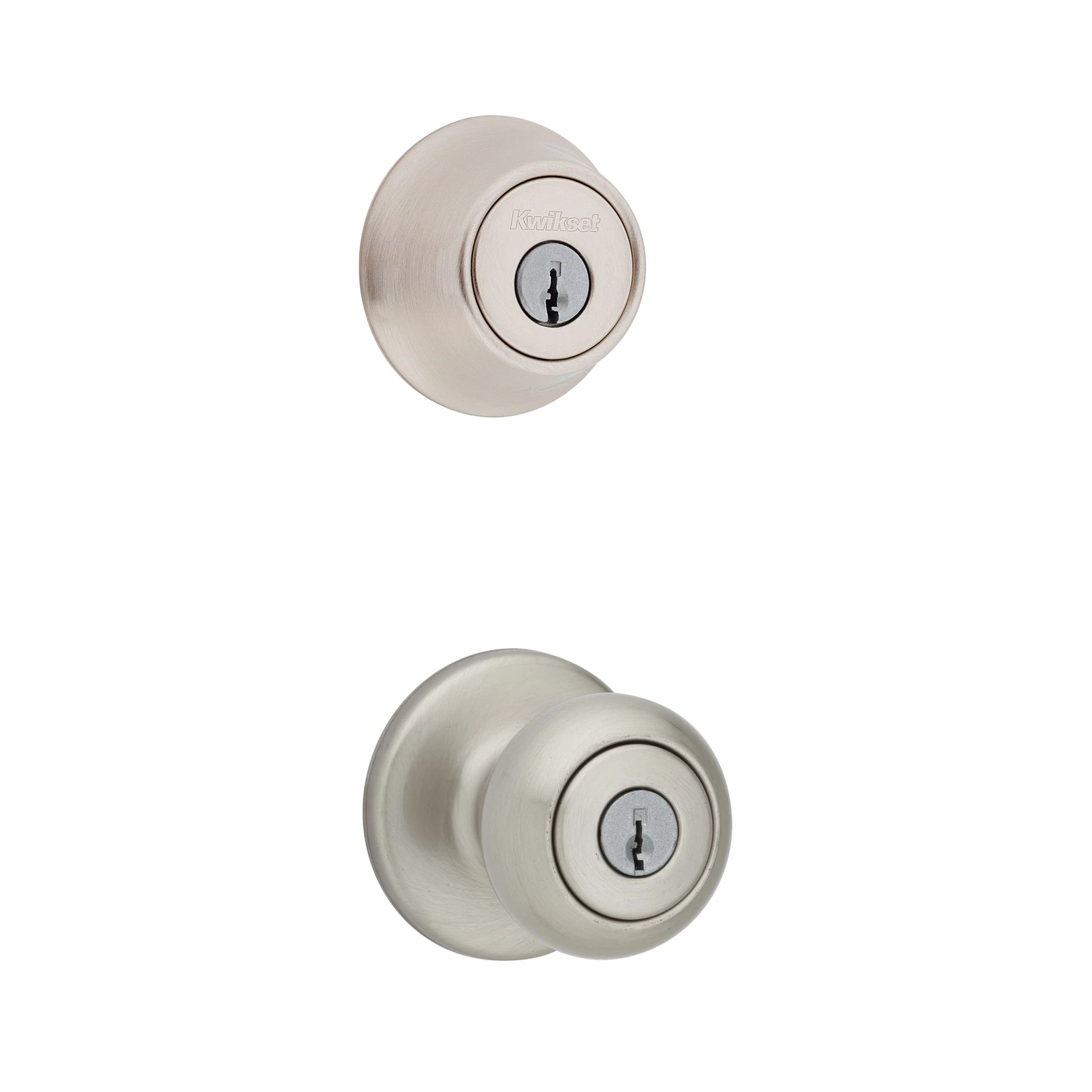 Cove Satin Nickel Deadbolt And Door Knob Combo Pack With Adjustable Latch