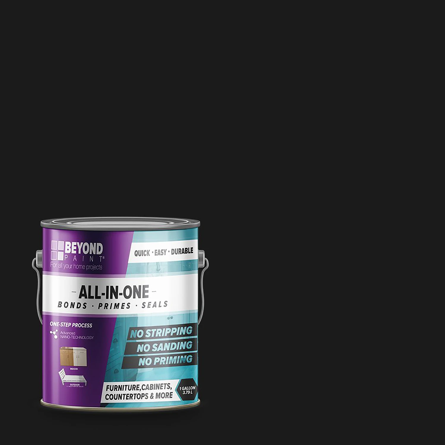 Matte Licorice Water-based All-in-one Paint 1 Gallon For Interior & Exterior