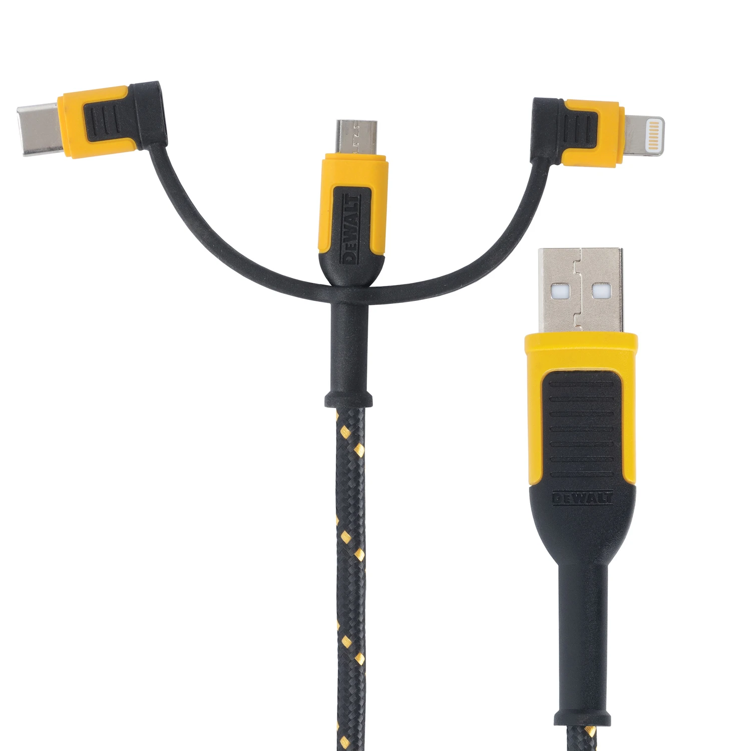 6 Ft. 3-in-1 Charging Cable - Lightning, Type C, Micro Usb - Black/yellow