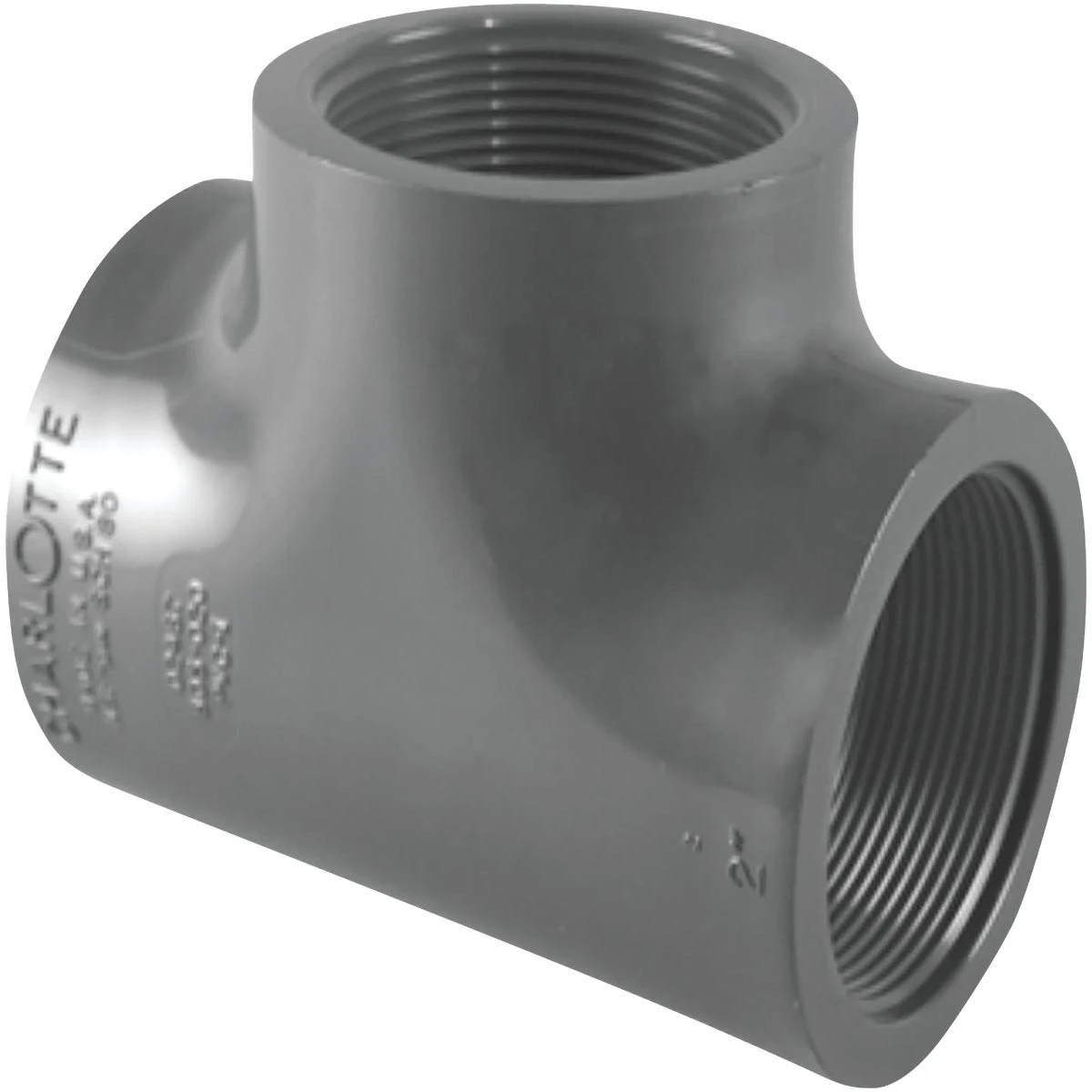Schedule 80 PVC Tee, Gray, Slip x MPT, 3/4 In.