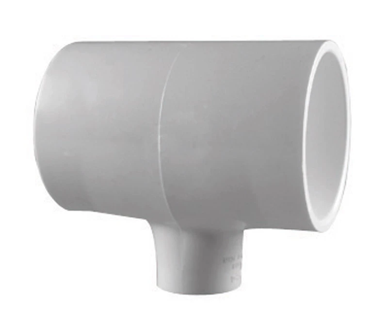 Schedule 40 Reducing Pipe Tee, Slip x Slip x Slip, White, 1 x 1 x 3/4 In.