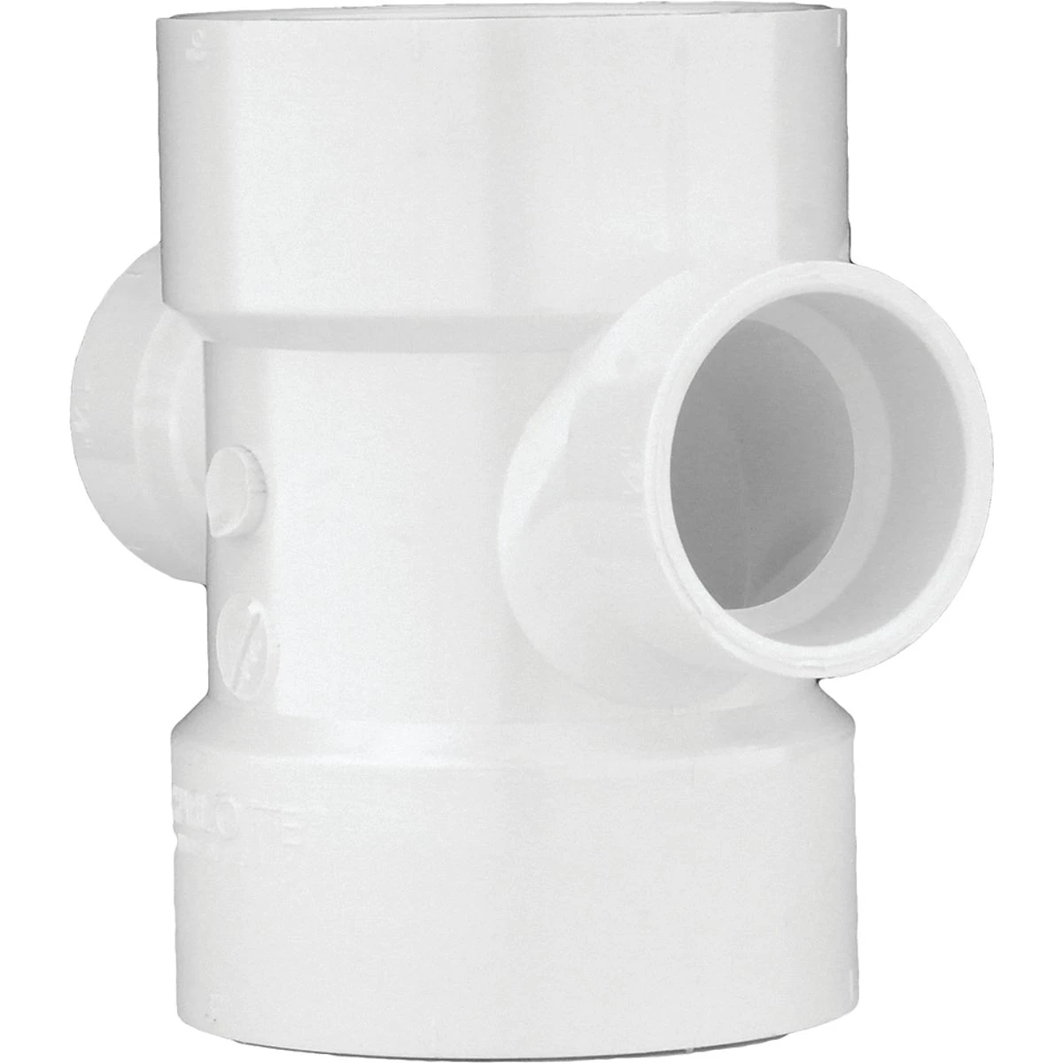 Schedule 40 DWV PVC Reducing Double Sanitary Tee, 3 x 2 In.