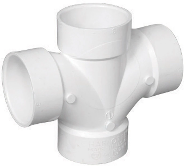 Schedule 40 DWV PVC Double Sanitary Tee, White, 2 In.