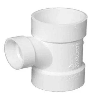 Schedule 40 DWV PVC Reducing Sanitary Tee, 4 x 4 x 1-1/2 In. Hub