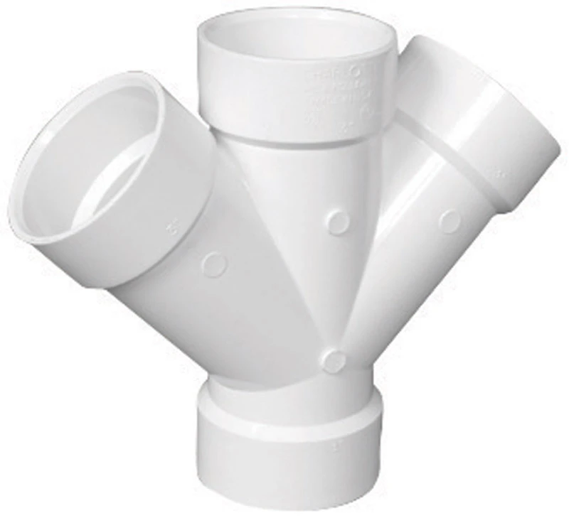 Schedule 40 DWV PVC Double Wye, White, 1-1/2 In.