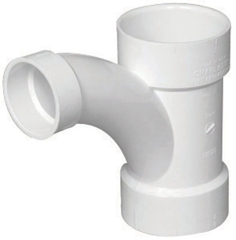 Schedule 40 DWV PVC Reducing Combination Tee Wye, 4 x 4 x 3 In.