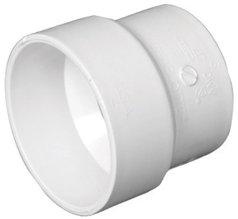 Schedule 40 DWV PVC Sewer Pipe Adapter Coupling, 4 x 4 In.