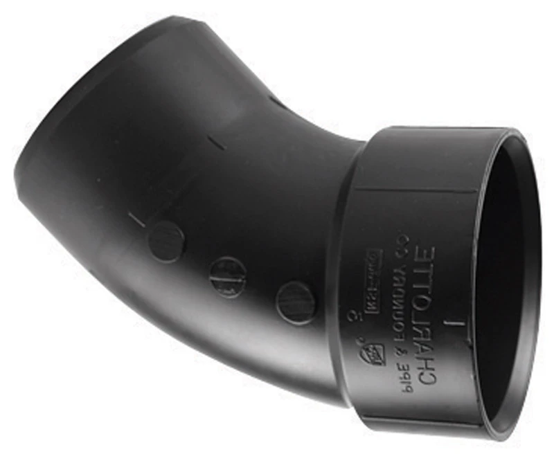 ABS Drain Waste Vent 45 Degree Street Ell Fitting, 4 Inch Spigot by Hub