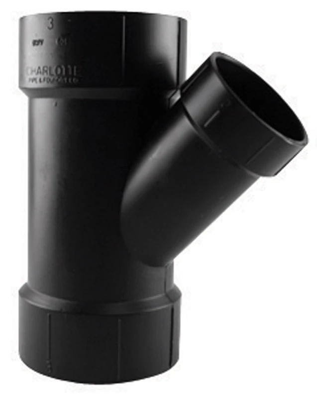 ABS Drain Waste Vent Reducing Wye Fitting, 3 Inch by 3 Inch by 1-1/2 Inch