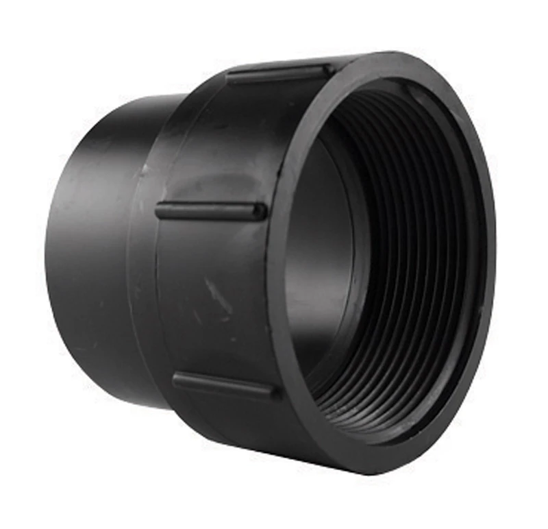 ABS Drain Waste Vent Cleanout Body Adapter, Spigot by Female Iron Pipe, 4 Inch