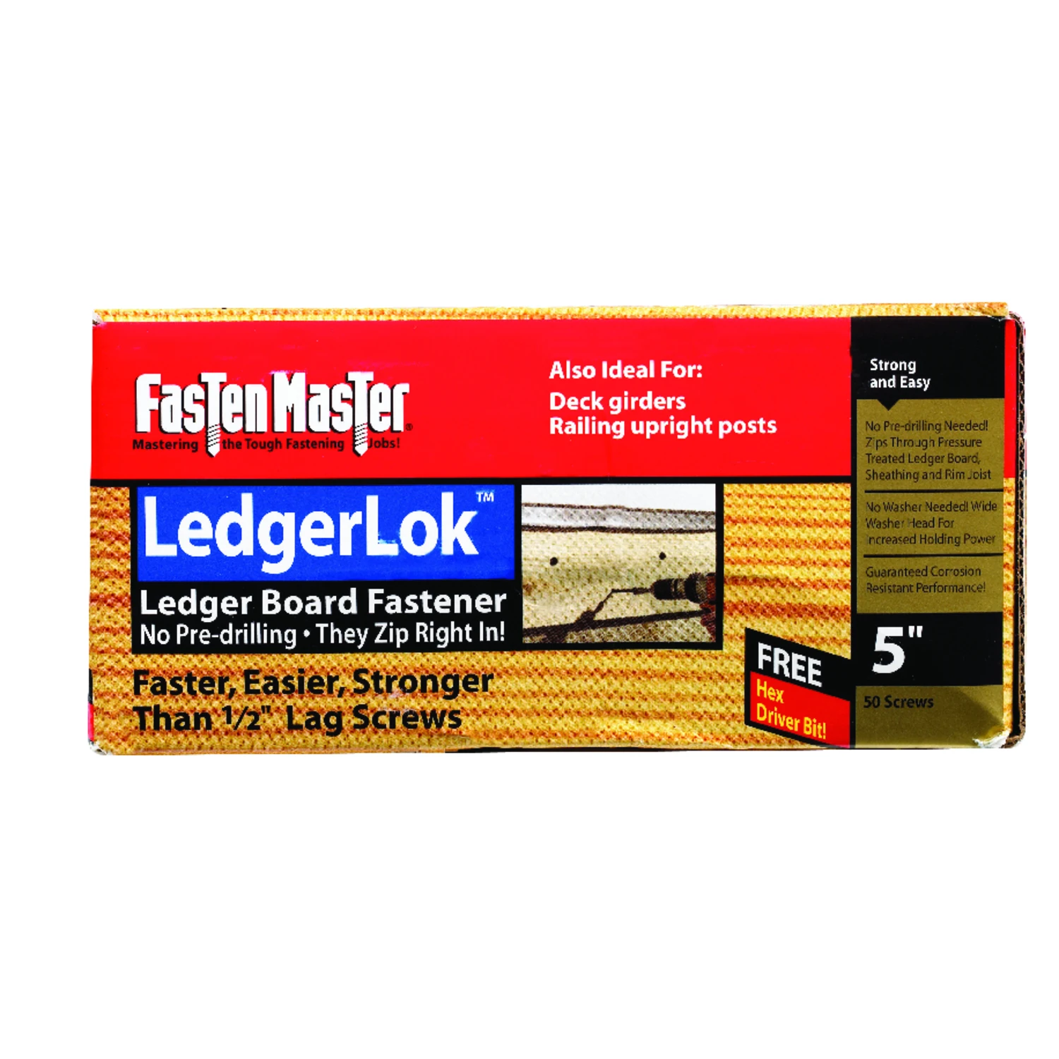 Ledgerlok Wood Screws, 5 In., 50-Pk.