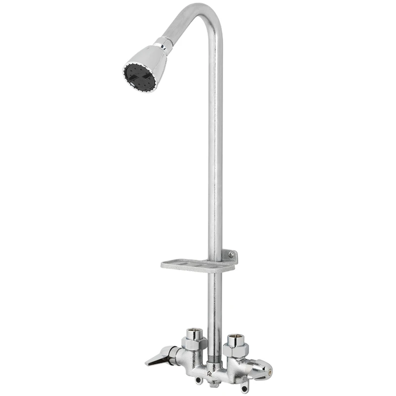 2-handle Chrome Wall Mount Tub Faucet With Adjustable Spray And Brass Construction