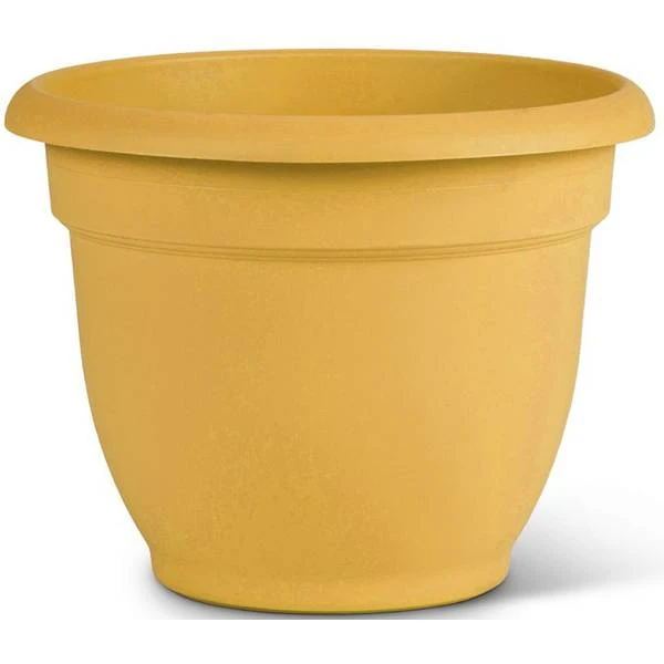 Ariana Self-Watering Planter, Earthy Yellow Plastic, 10 Inch Diameter