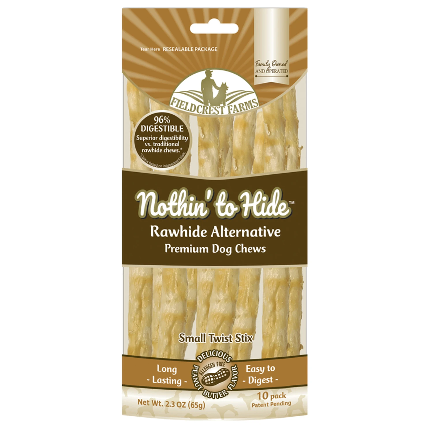 Nothin' to Hide Twist Stix Dog Chew Treats, Peanut Butter, 10-Pk.