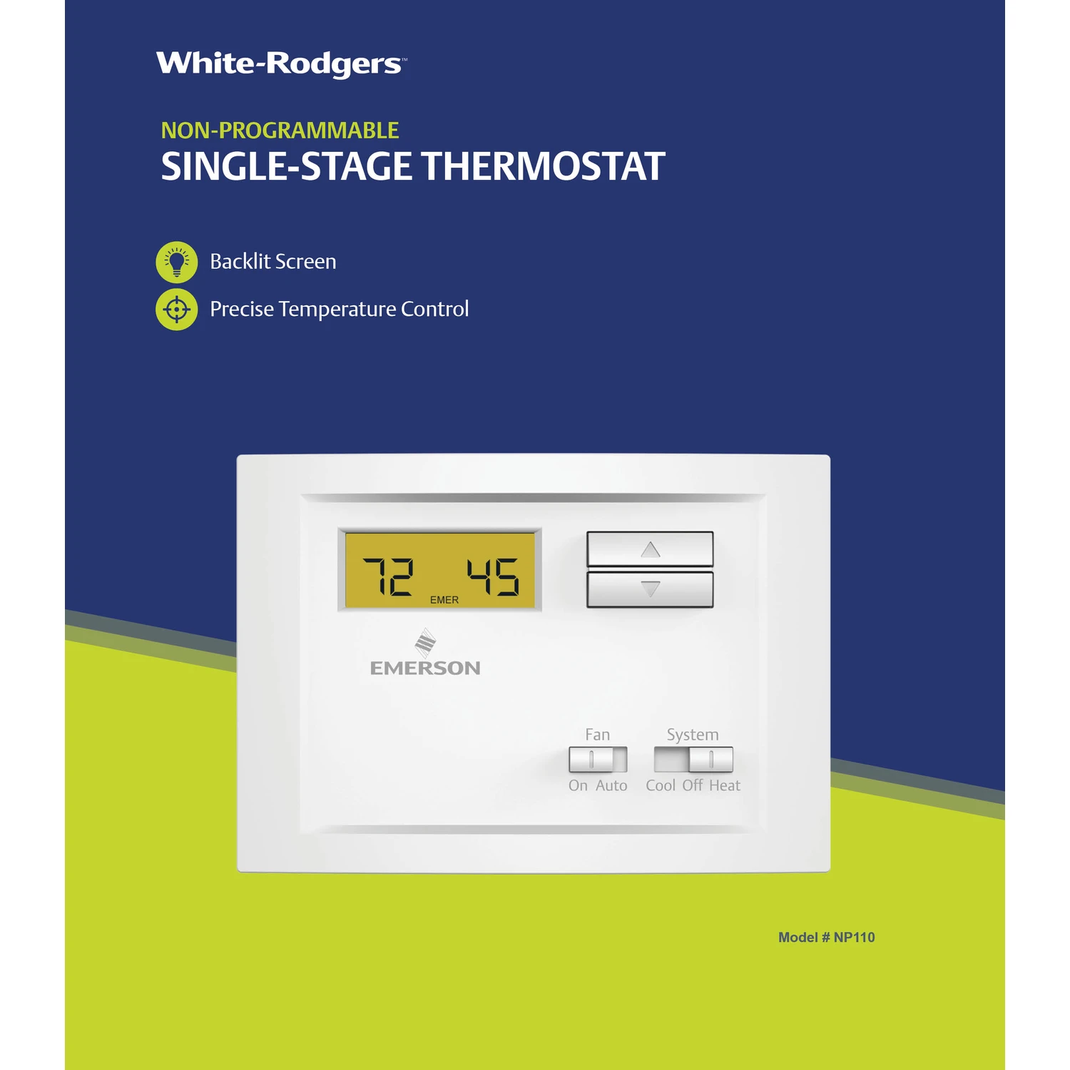 Np110 Non-programmable Digital Thermostat For Heating And Cooling Systems