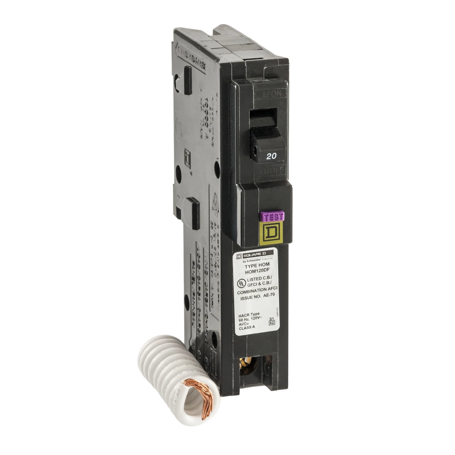 Homeline 20a Single-pole Dual Function Circuit Breaker - Model Hom120dfc