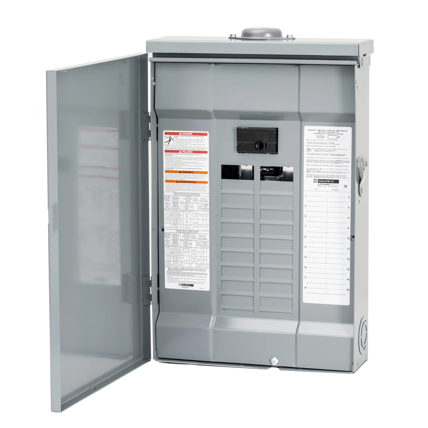 Homeline 100a 20-space 40-circuit Raintight Main Breaker Load Center