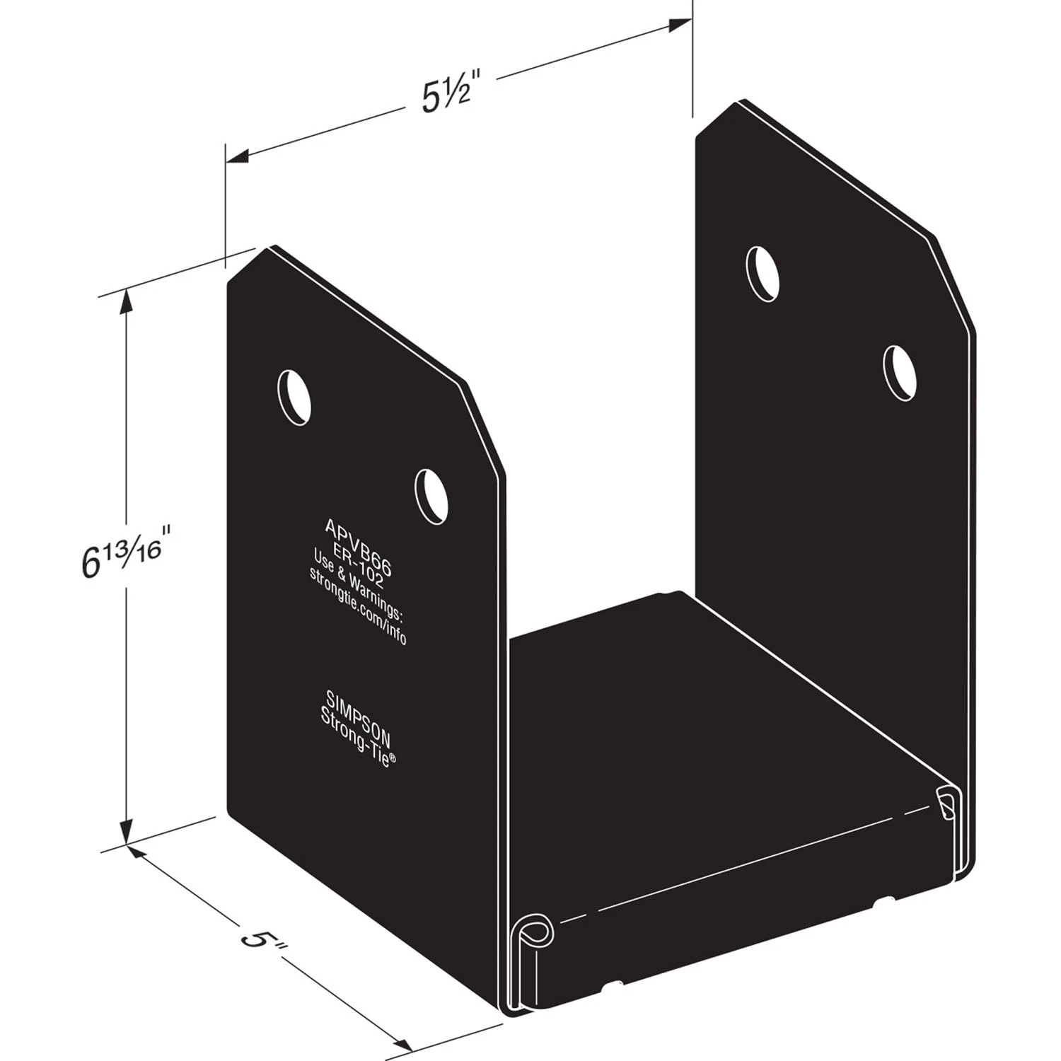 6 In. X 6 In. 16 Gauge Black Z-max Adjustable Post Base