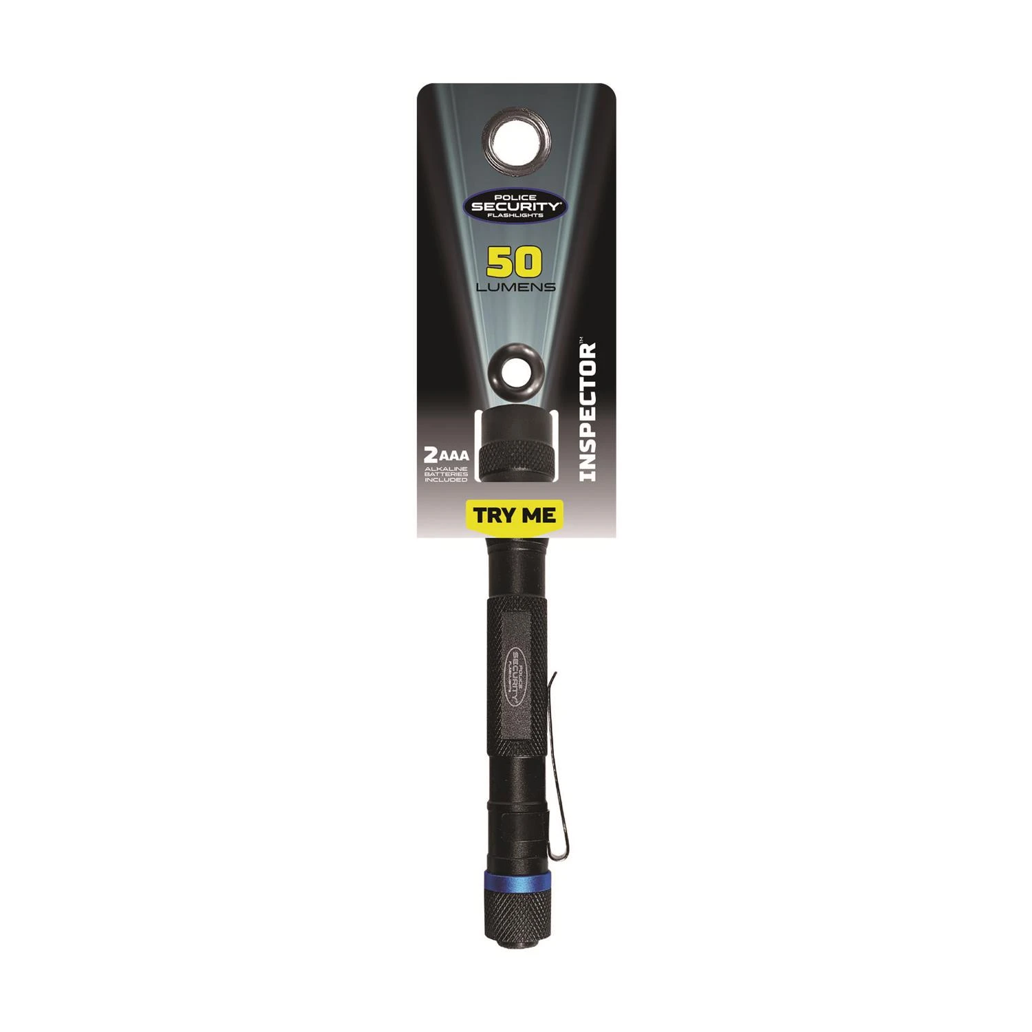 Inspector Flashlight with 50 Lumens Brightness, Includes 2 AAA Batteries