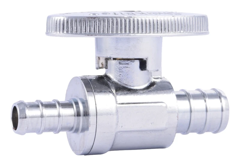 Pipe Straight Stop, 1/2 Chrome-Plated x 3/8 In. Brass Barb