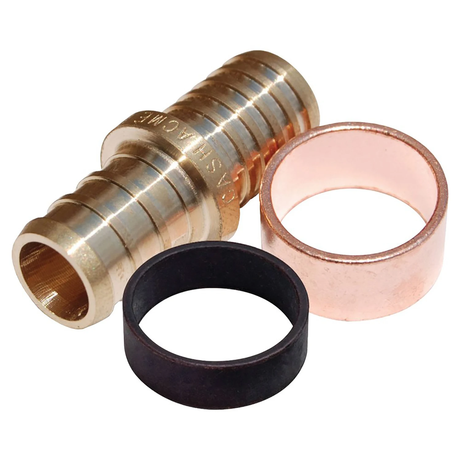 3/8 In. Brass Pex Coupling For Polybutylene Transition With Crimp Rings