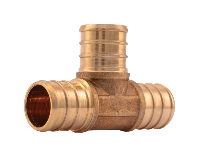 Barbed Insert Pipe Tee, Brass, 3/4 In., 10-Pk.