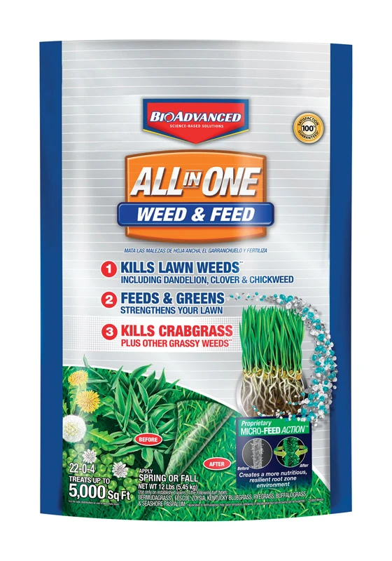 22-0-4 All-in-one Weed & Feed Lawn Fertilizer 12 Lb For 5000 Sq Ft