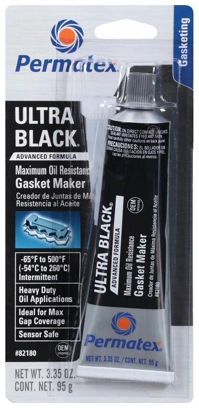 Ultra Black Rtv Silicone Gasket Maker, 3.35 Oz, Model 82180, High Temp