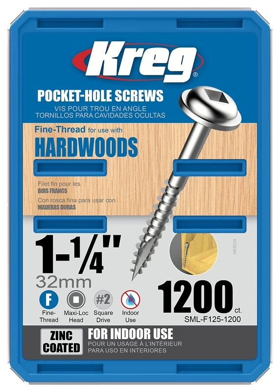 Kreg No. 7 X 1-1/4 in. L Square Zinc-Plated Fine Pocket-Hole Screw 1200 pk
