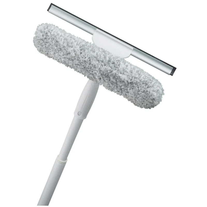 12 Inch Outdoor Window Squeegee And Scrubber Kit With Telescopic Pole
