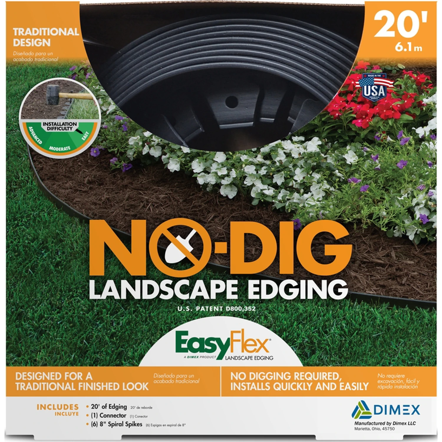 Easyflex 20 Ft. L No-dig Plastic Black Landscape Edging Kit With Anchoring Spikes