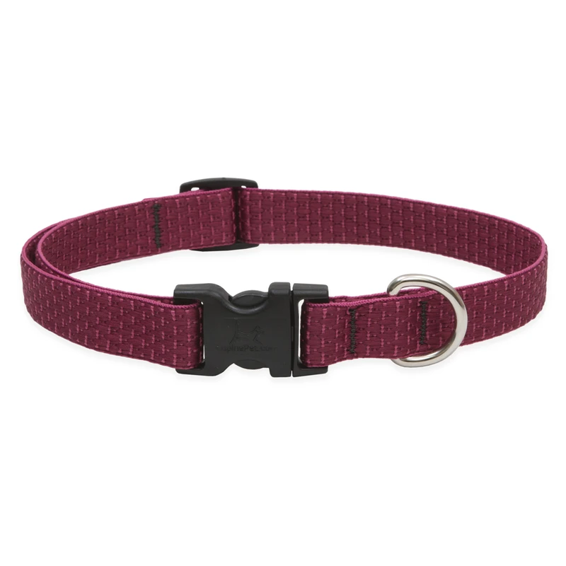 Eco Friendly Adjustable Dog Collar in Berry Color, 0.75 Inch by 9 to 14 Inch