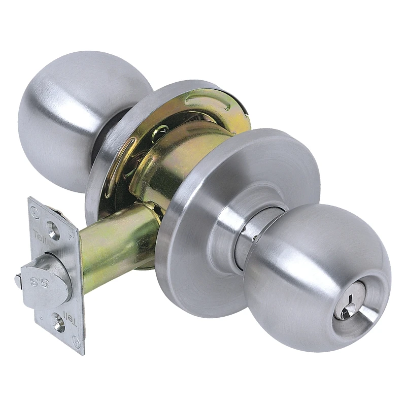 Stainless Steel Storeroom Door Knob Lockset, Grade 2, 1-3/4 In.