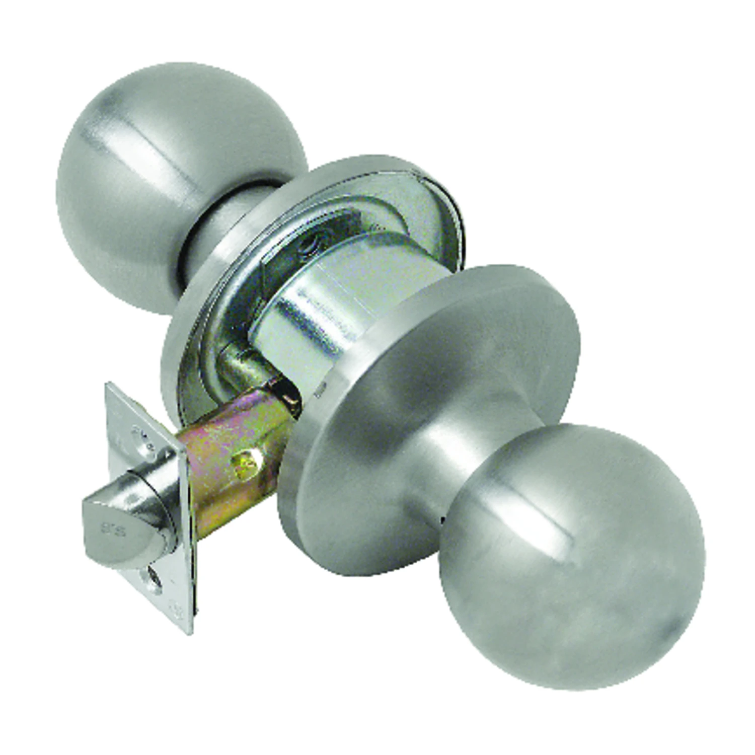 Satin Stainless Steel Passage Lockset, Grade 2, Adjustable Backset, 1-3/4 In.