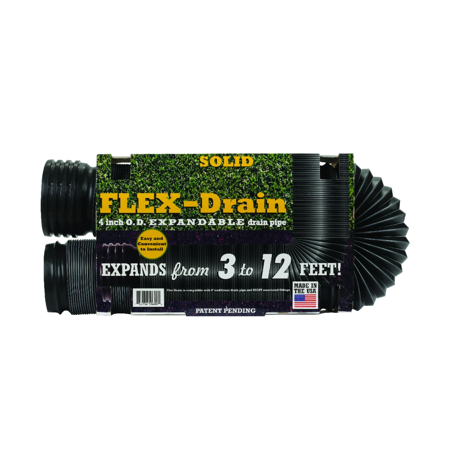 Amerimax 4 In. X 12 Ft. Expandable Solid Drainage Pipe - Model 51710