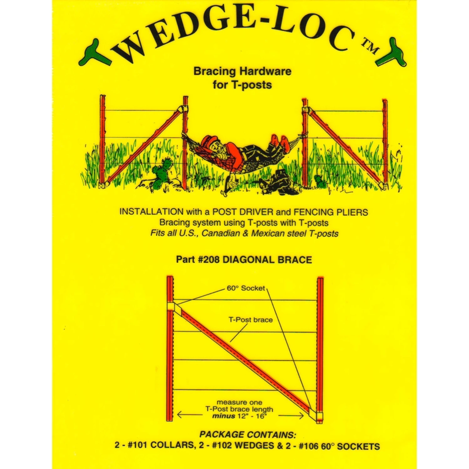 208 Diagonal Brace Set For Steel Fence Posts - 2 In. H X 7.5 In. W