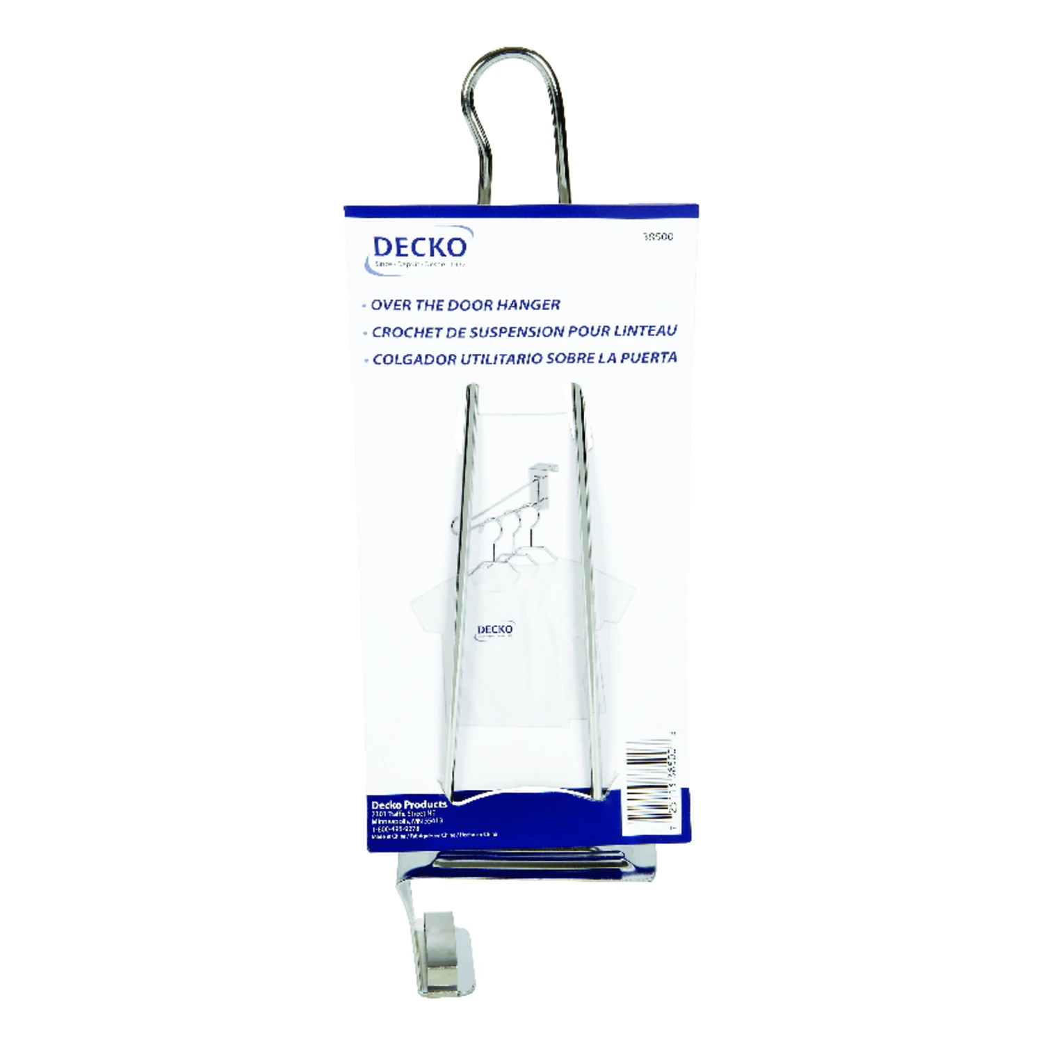 Decko 38500 Door Hanger, Over-The-Door, Steel, Silver, Chrome