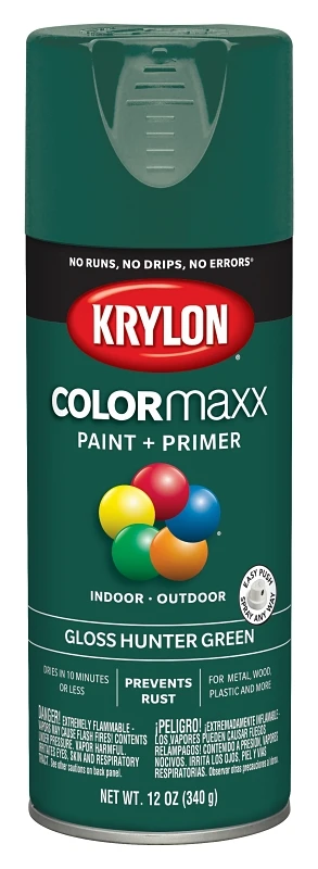 COLORmaxx Gloss Hunter Green Spray Paint and Primer, 12 Ounce Can
