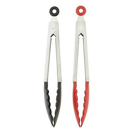 Kitchen Tongs, Nylon Head, Assorted Colors, 10.5-In.