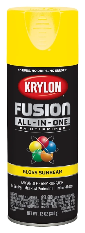 Fusion All-In-One Spray Paint and Primer, Gloss Finish, Sunbeam Color, 12 Ounce Can