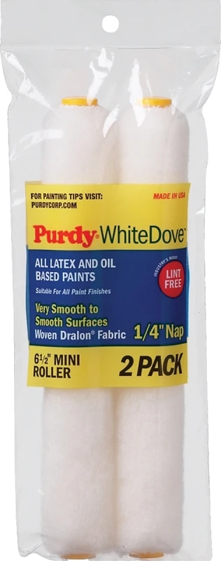 Purdy White Dove Woven Fabric 6.5 in. W X 1/4 in. Mini Paint Roller Cover 2 pk