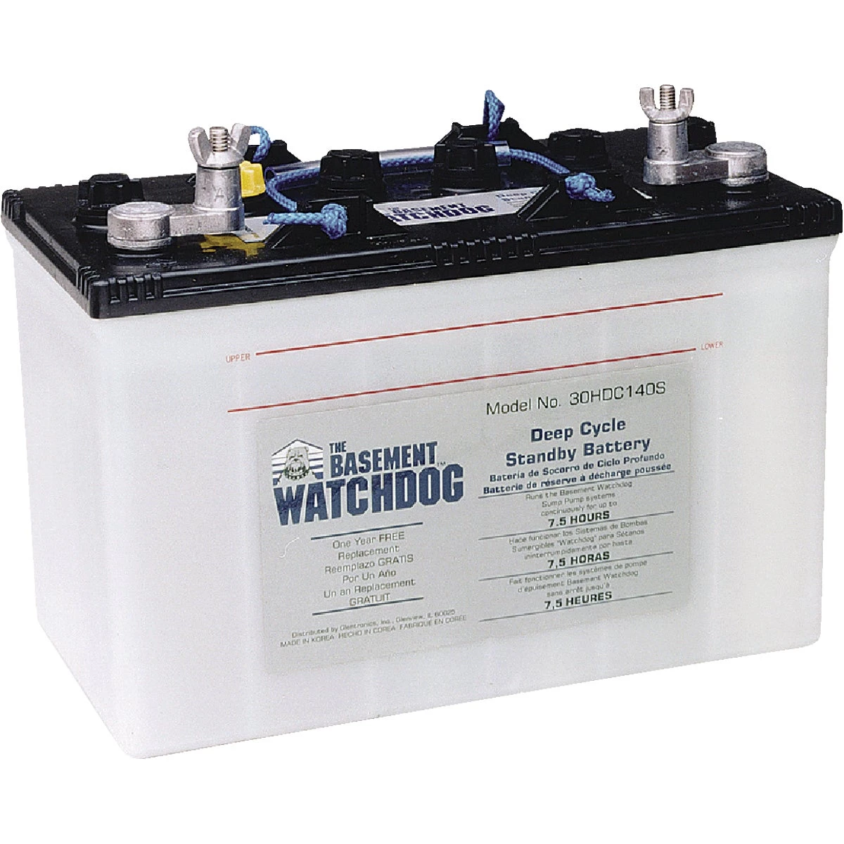 Basement Watchdog 7-1/2 Hour Big Standby Sump Pump Battery 12v Model 30hdc140s
