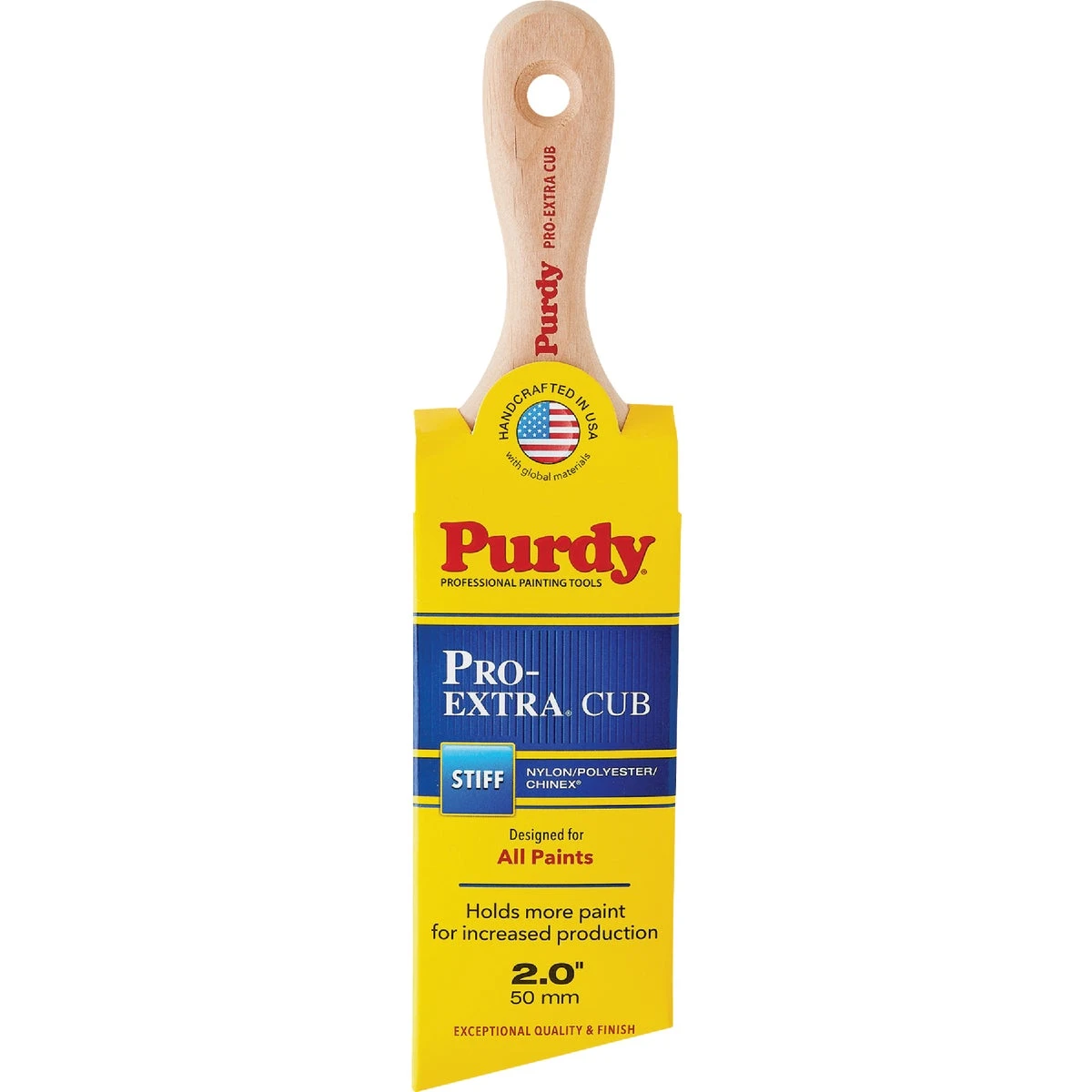 Pro Extra Cub Paint Brush 2 Inch Short Handle Holds More Paint