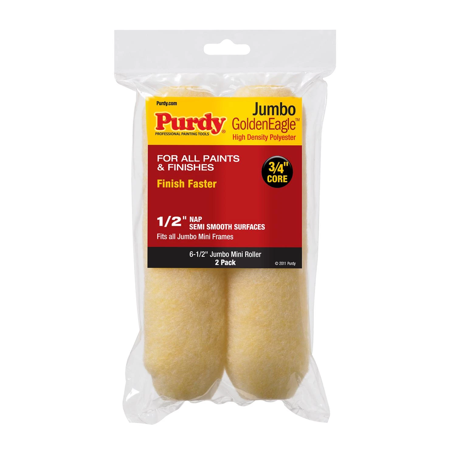 Golden Eagle Jumbo Mini Paint Roller Cover, 6-1/2 x 1/2 In. Nap, 2-Pk.