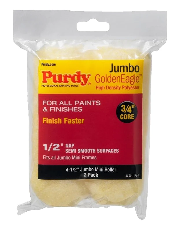 Golden Eagle Jumbo Mini Paint Roller Cover, 4-1/2 x 1/2 In. Nap, 2-Pk.