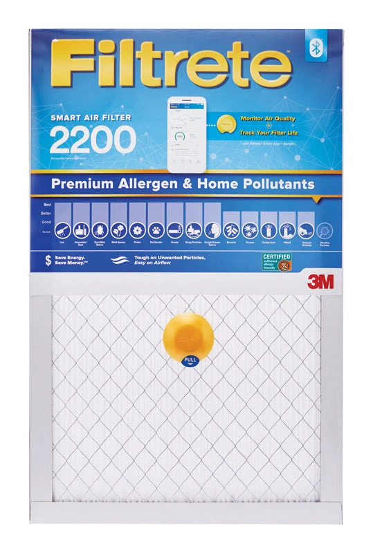Premium Allergen & Pollutants Smart Air Filter, Bluetooth Enabled, 20x20x1-in.