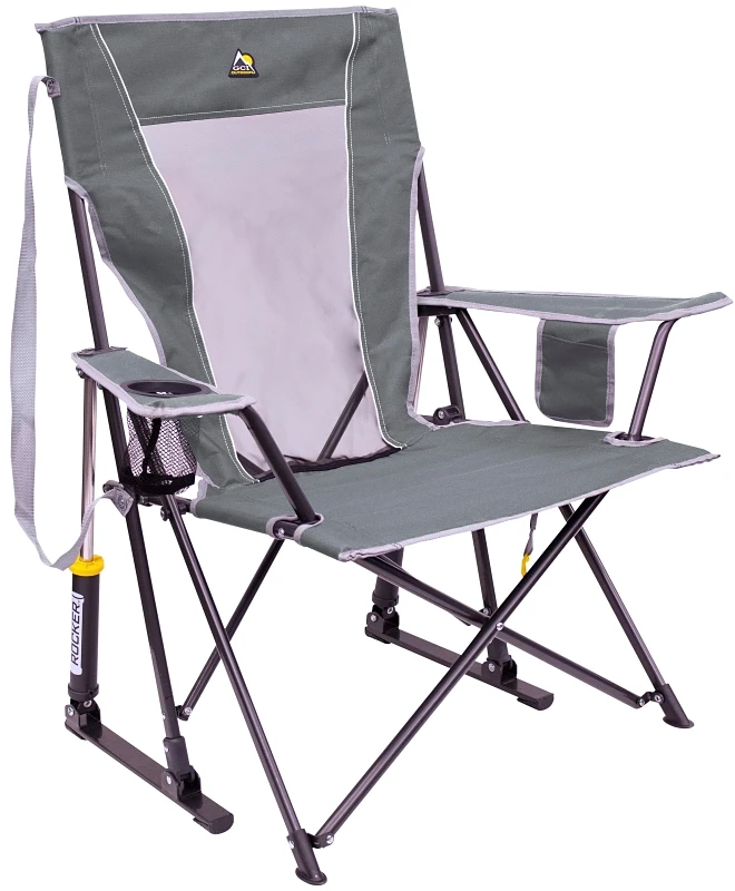 Comfort Pro Folding Rocker Chair in Gray with Durable Frame and Portable Design
