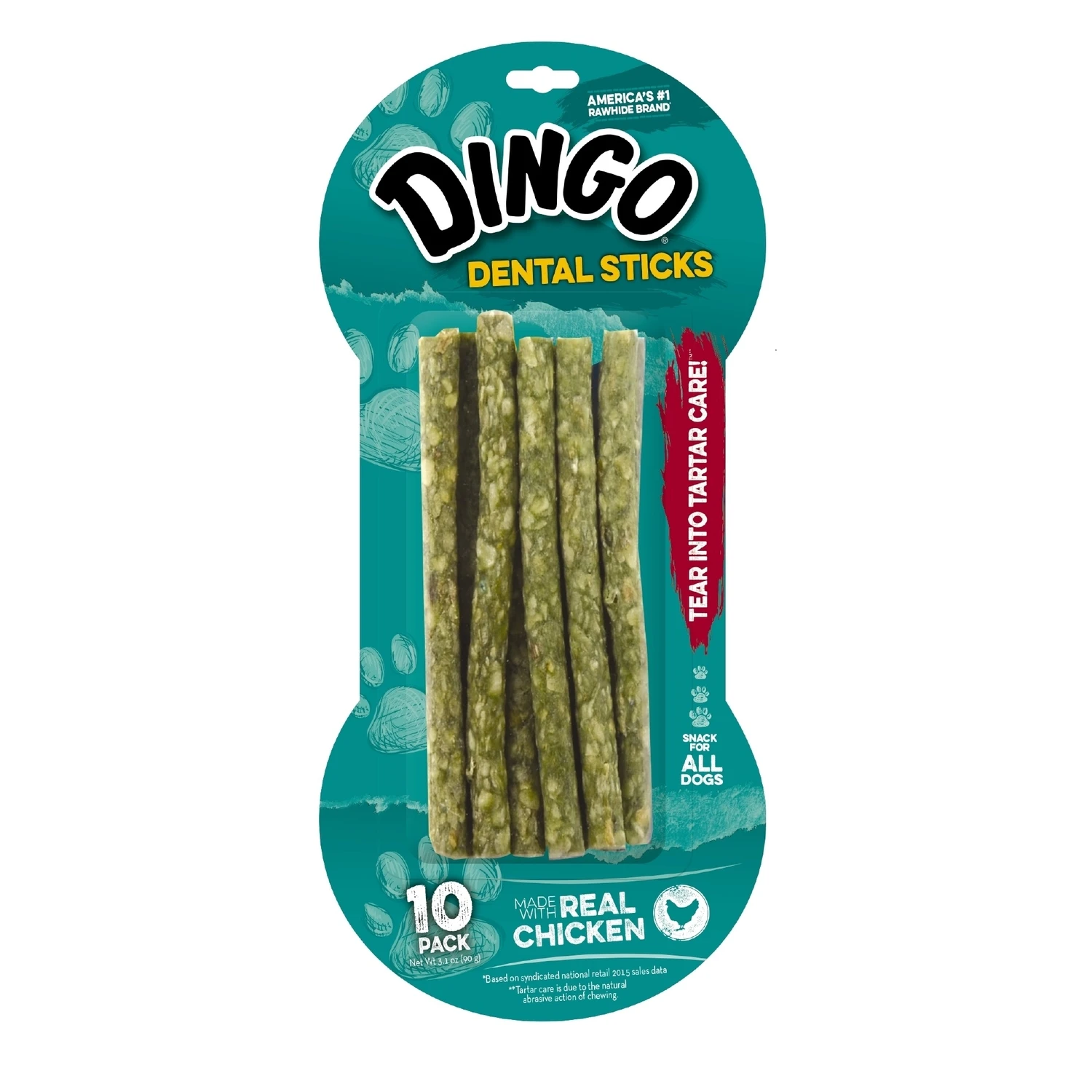 Dingo Munchy Stix Chicken Stick 5 In. Dental Rawhide Chew, (10-Pack)