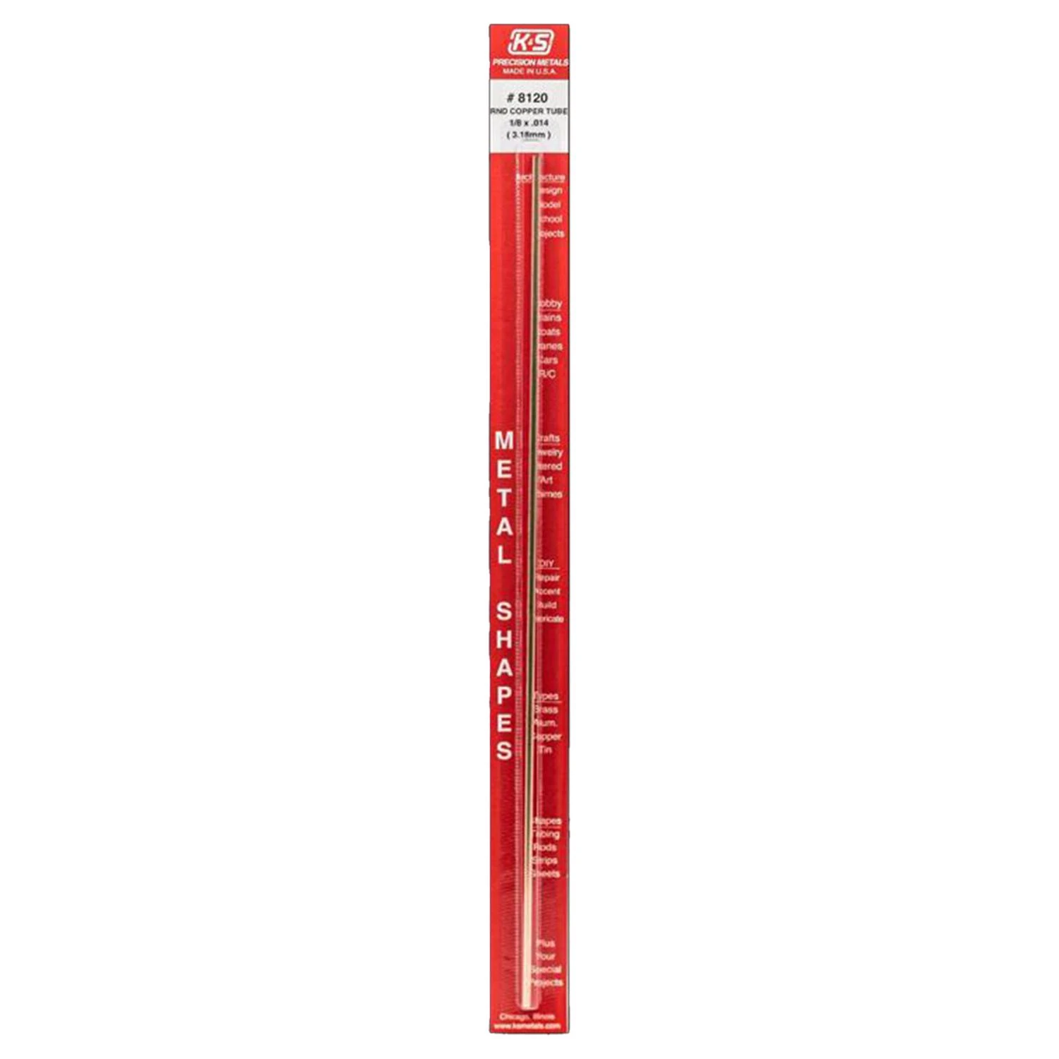 Copper 1/8 In. O.d. X 1 Ft. Round Tube Stock For Crafts And Model Building