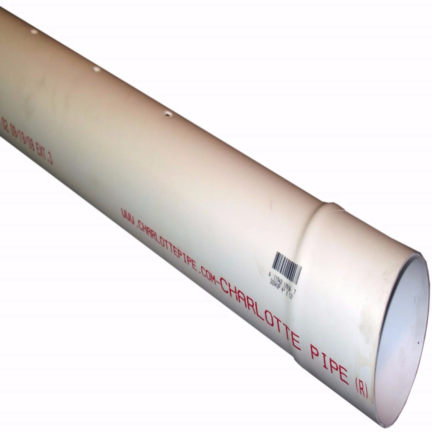 4 In. X 10 Ft. Perforated Pvc Drain And Sewer Pipe, Belled End